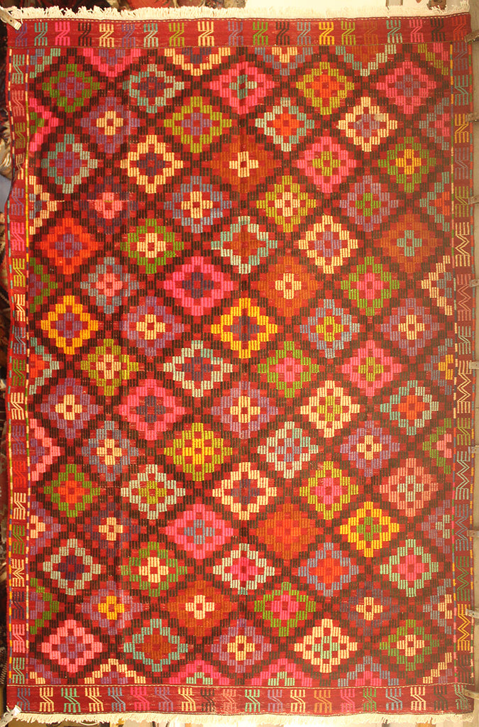 8'7 x 5'7 Turkey Denizli Kilim Rug