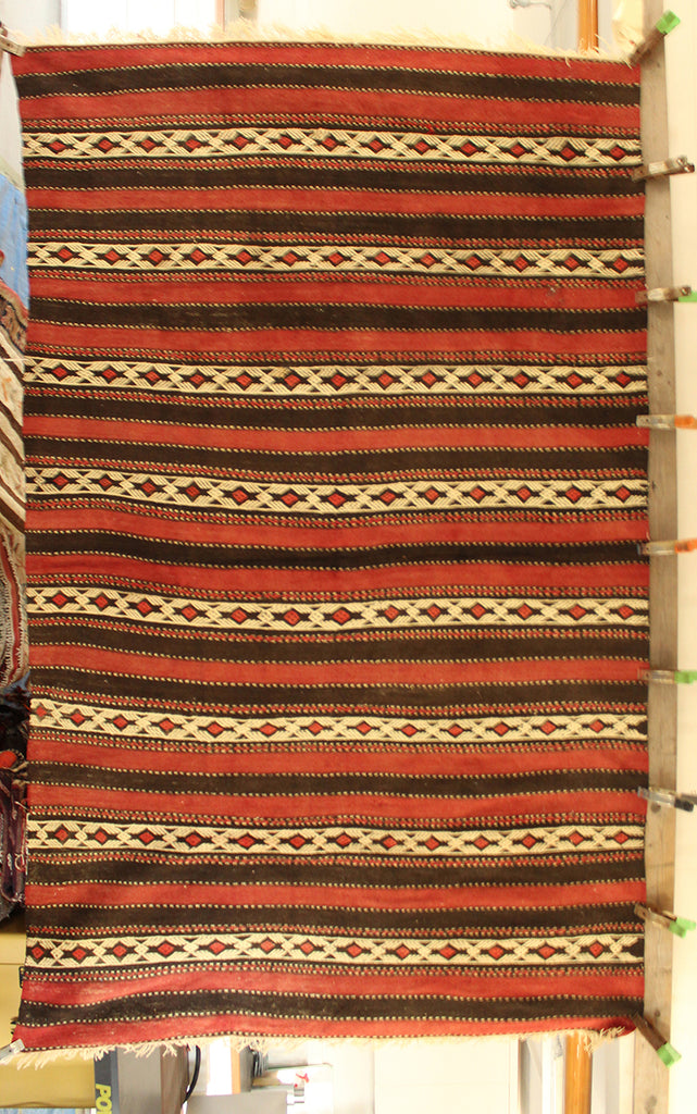 5 x 8 Turkey Bergama-Banded Rug