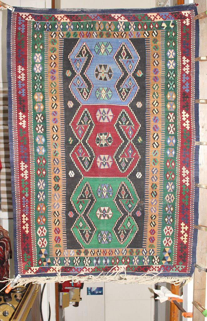 4'6 x 6'5 Turkish Konya Obruck kilim Rug