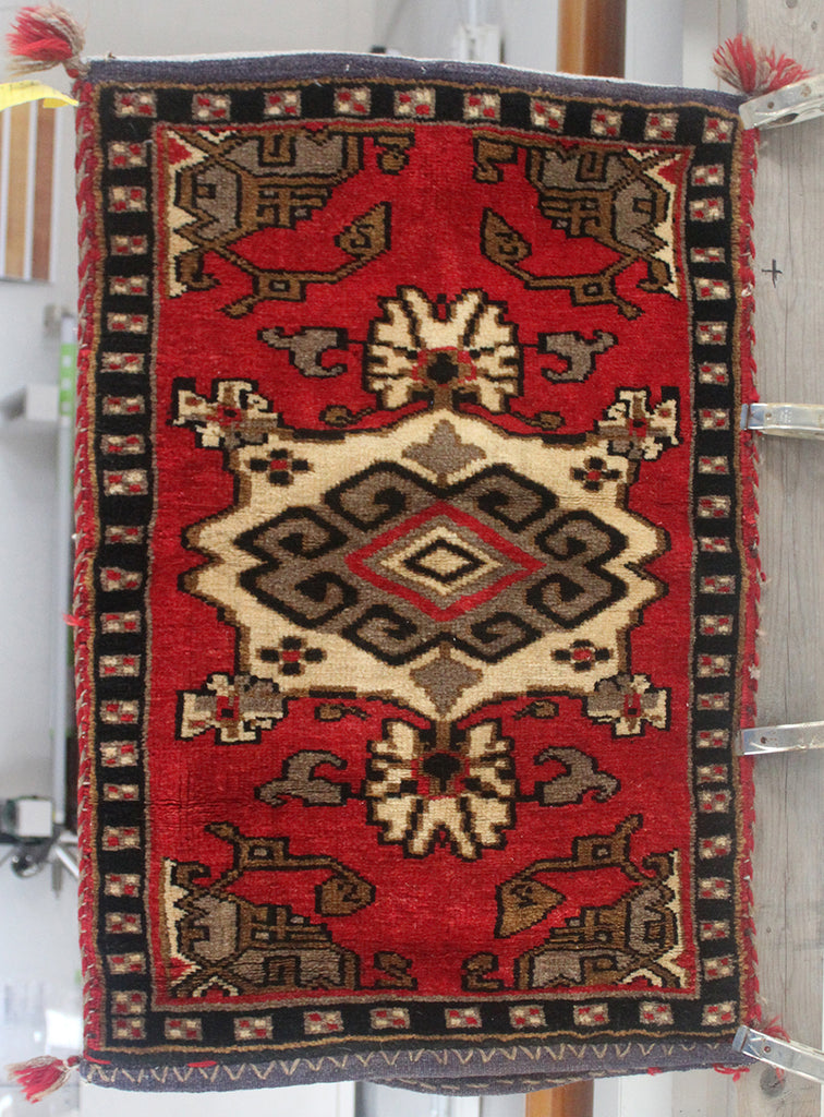 3'2 x 2'2 Turkish Meltaya Grain Sack Rug