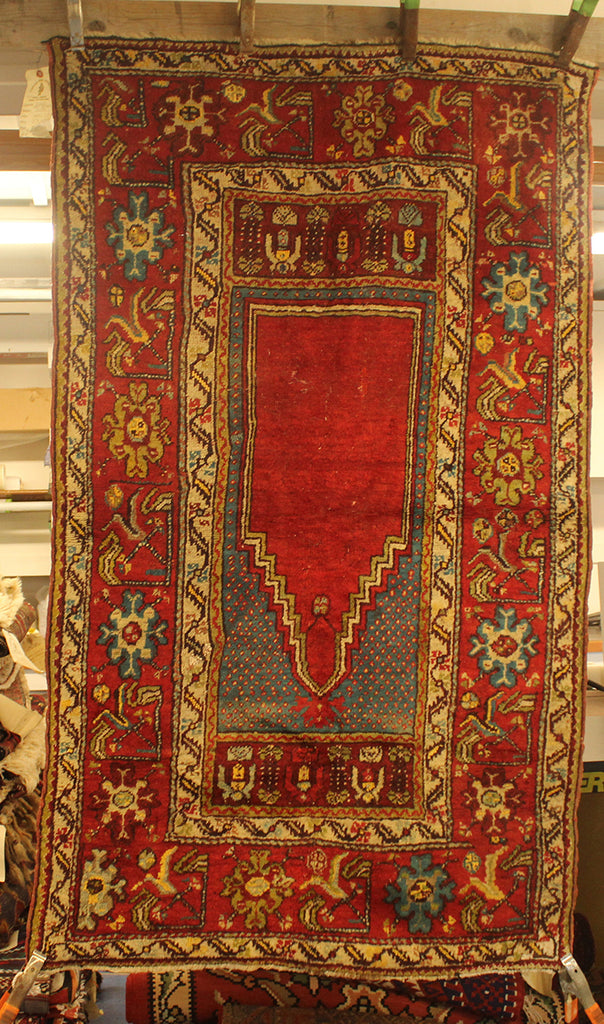 3'4 x 5'6 Turkey Mujar prayer rug-Semi-Antique 1920 Rug