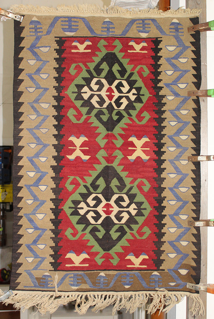 2'11 x 4'2 Turkish Kilim Esme Rug