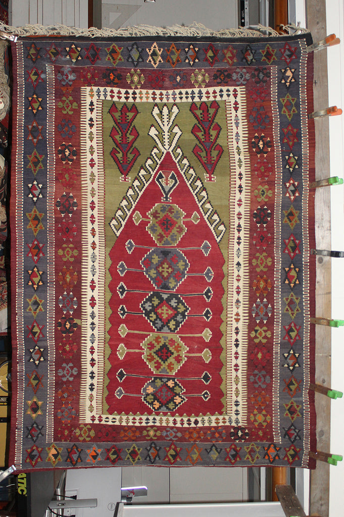 4'8 x 6'6 Turkey Konya Obruk Kilim-Prayer rug Rug